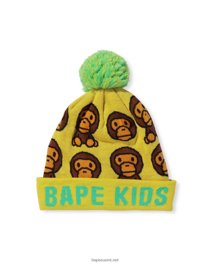 keltainen lapset A Bathing Ape baby milo kuviollinen neulottu lippalakki 8HT2D81753