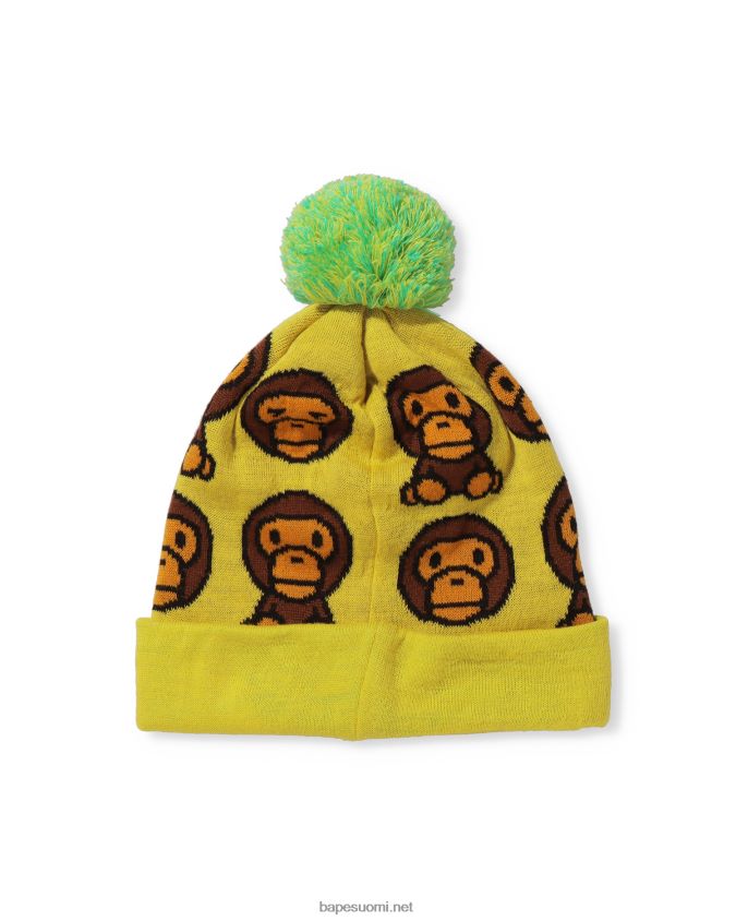 keltainen lapset A Bathing Ape baby milo kuviollinen neulottu lippalakki 8HT2D81753