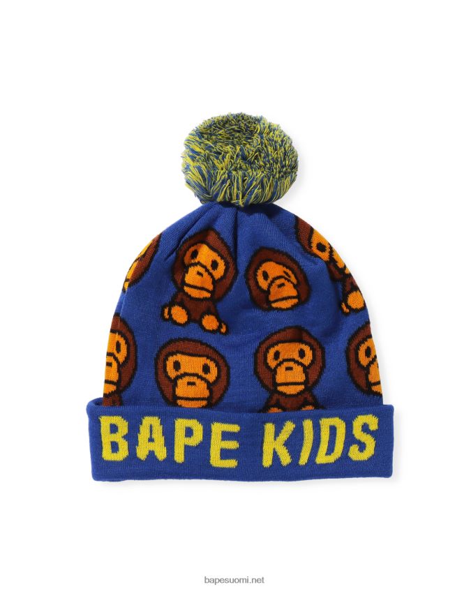 sininen lapset A Bathing Ape baby milo kuviollinen neulottu lippalakki 8HT2D81751