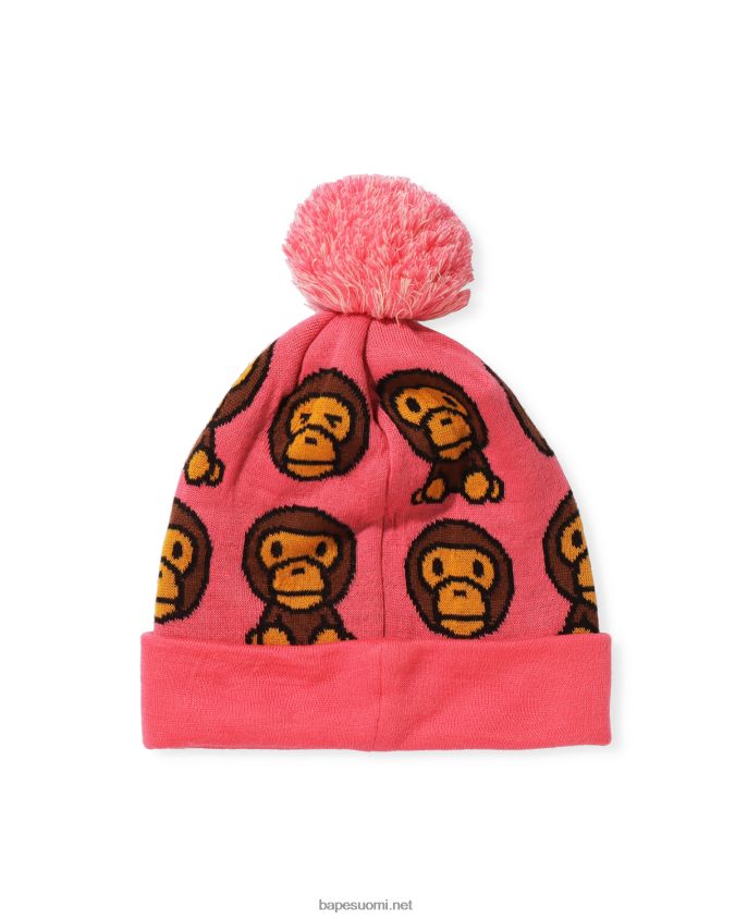 vaaleanpunainen lapset A Bathing Ape baby milo kuviollinen neulottu lippalakki 8HT2D81752