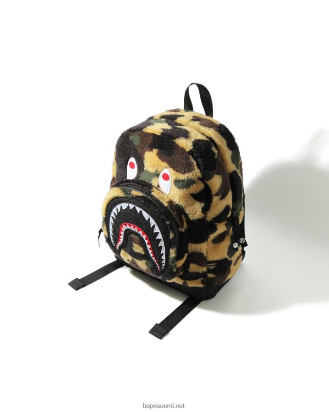 keltainen lapset A Bathing Ape Ensimmäinen camo boa shark -päiväreppu 8HT2D81798