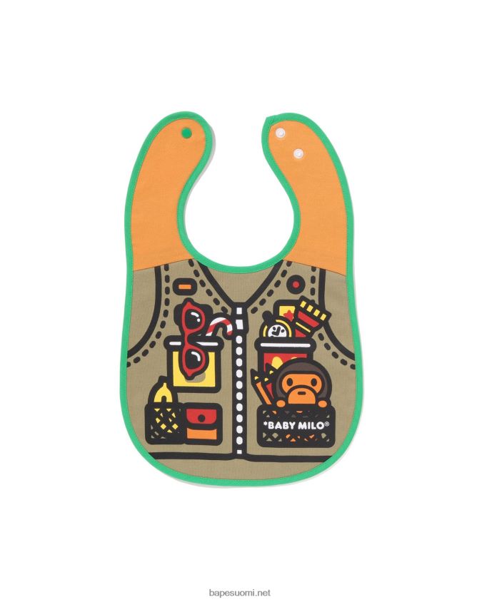 armeijan vihreä lapset A Bathing Ape woodland camo baby milo kalastusliivi print käännettävä ruokalappu 8HT2D81381