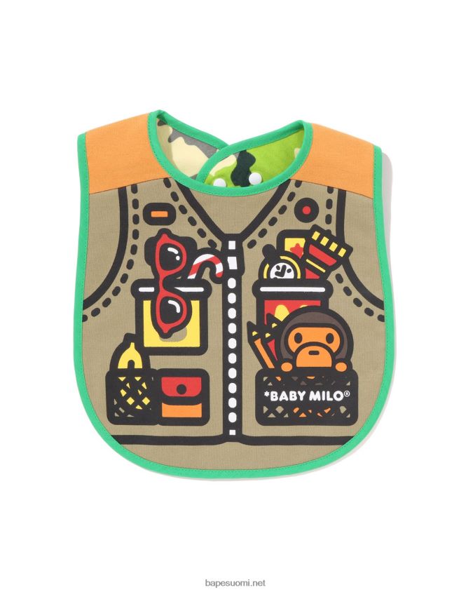 armeijan vihreä lapset A Bathing Ape woodland camo baby milo kalastusliivi print käännettävä ruokalappu 8HT2D81381