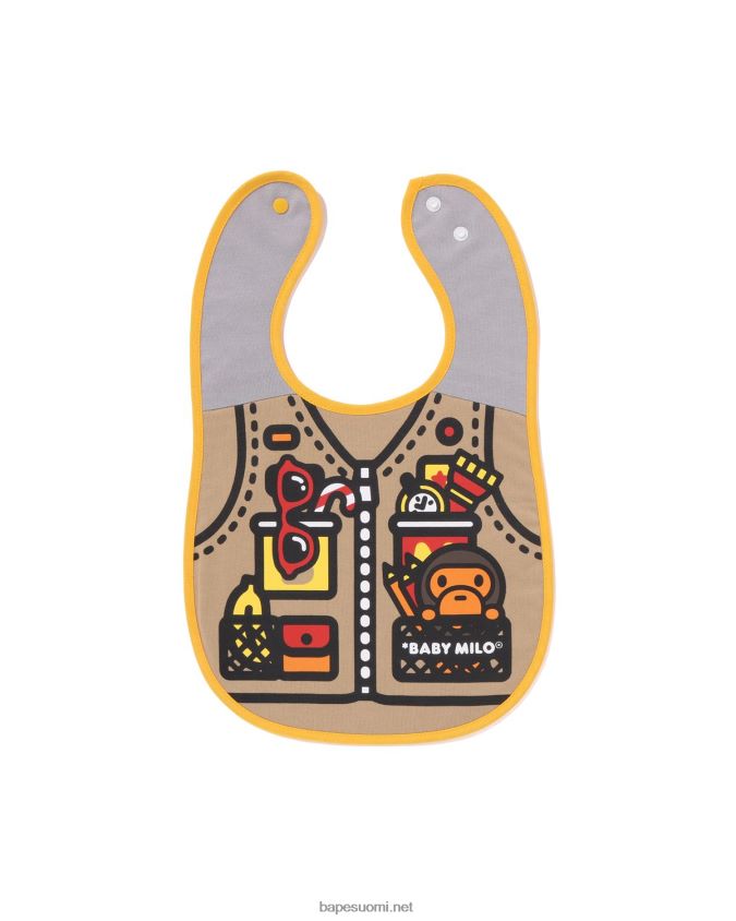 beige lapset A Bathing Ape woodland camo baby milo kalastusliivi print käännettävä ruokalappu 8HT2D81380