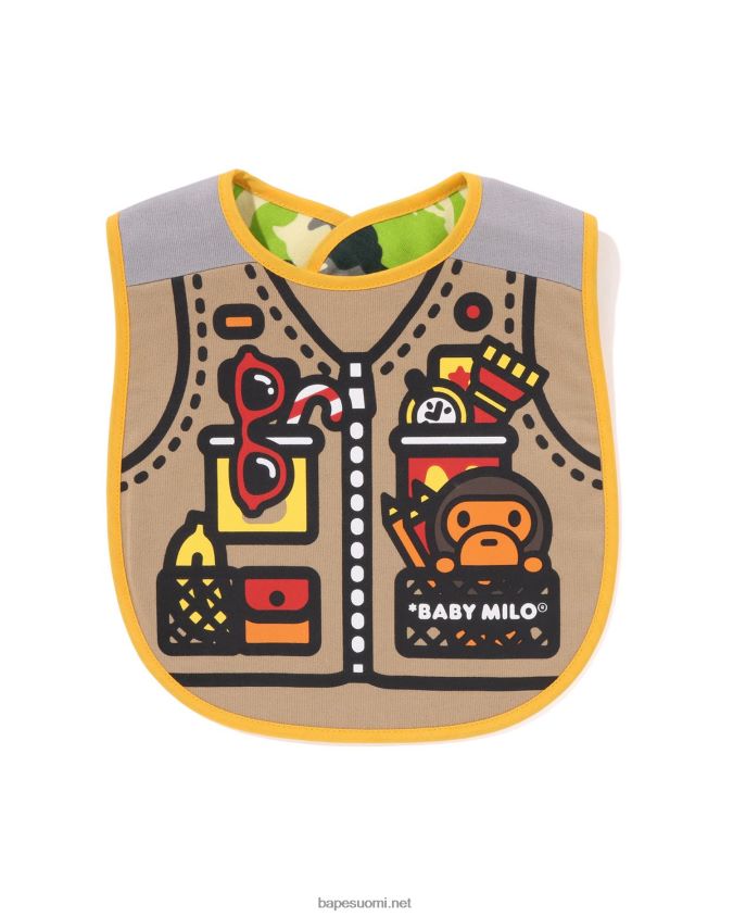 beige lapset A Bathing Ape woodland camo baby milo kalastusliivi print käännettävä ruokalappu 8HT2D81380