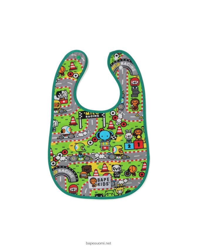vaaleanvihreä lapset A Bathing Ape baby milo racing ruokalappu 8HT2D81716