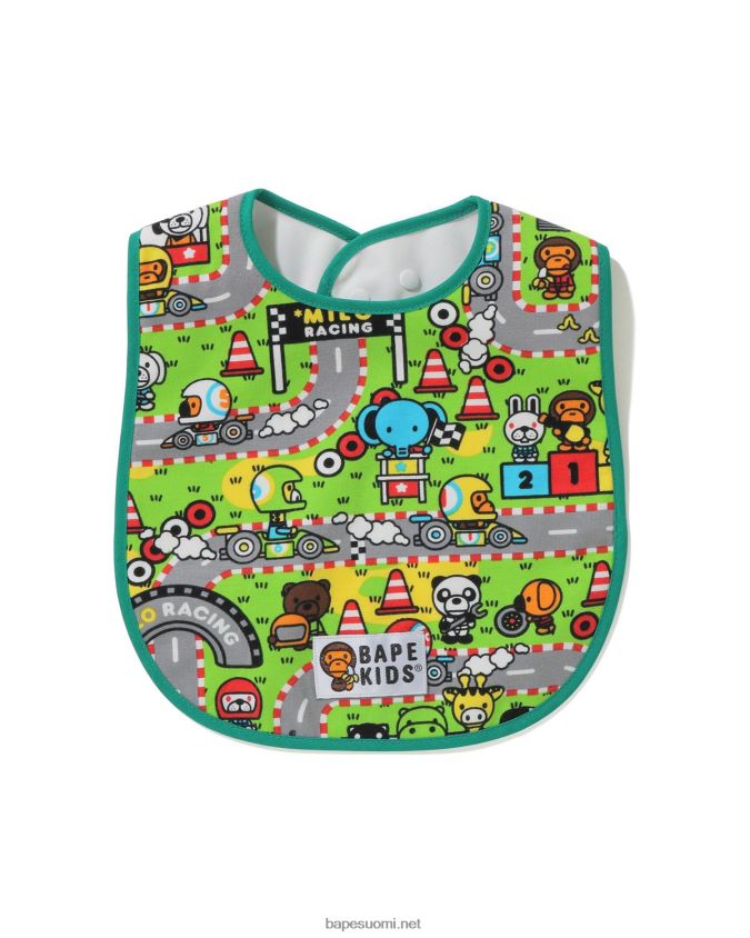 vaaleanvihreä lapset A Bathing Ape baby milo racing ruokalappu 8HT2D81716