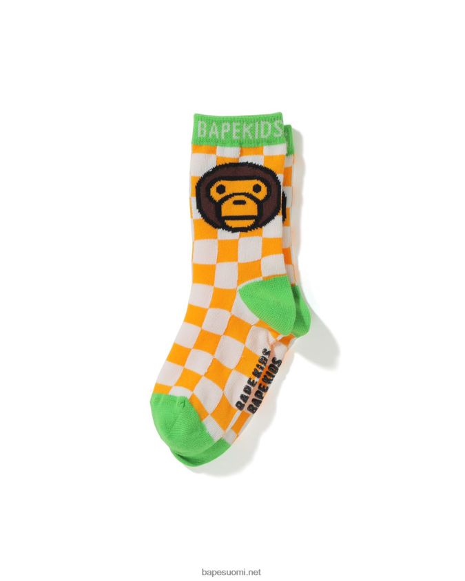 oranssi lapset A Bathing Ape baby milo ruudulliset lippusukat 8HT2D81742
