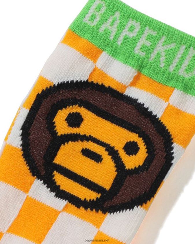 oranssi lapset A Bathing Ape baby milo ruudulliset lippusukat 8HT2D81742
