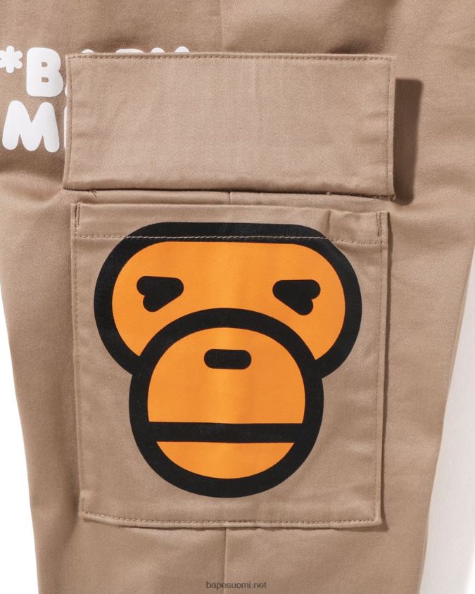 beige lapset A Bathing Ape baby milo sivutaskuhousut 8HT2D81598