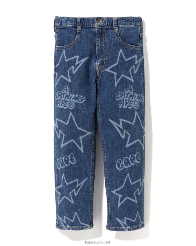 laivastonsininen lapset A Bathing Ape satunnaiset sta denim housut 8HT2D81464