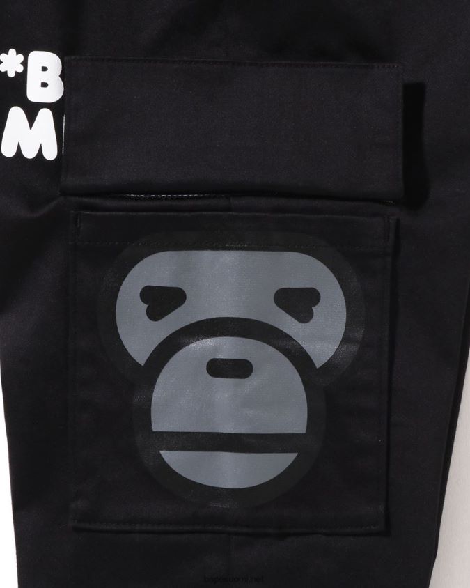 musta lapset A Bathing Ape baby milo sivutaskuhousut 8HT2D81599