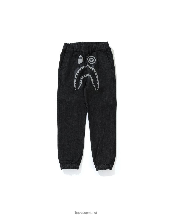 musta lapset A Bathing Ape shark denim lenkkeilyhousut 8HT2D81793
