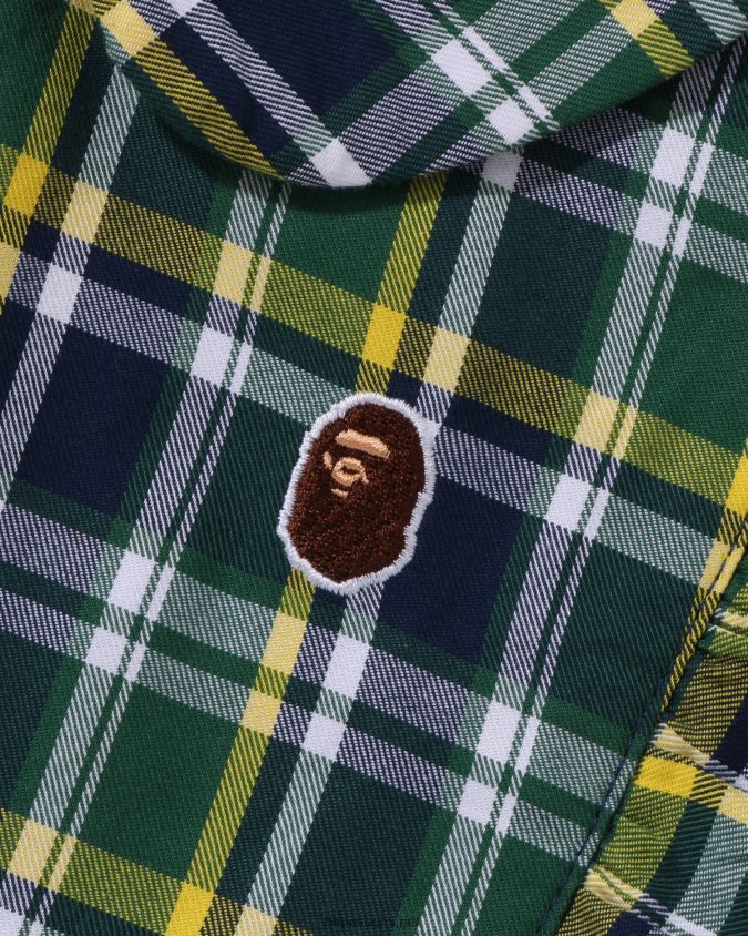 armeijan vihreä lapset A Bathing Ape pyöreäkauluksinen miniruutuinen yksiosainen 8HT2D81326