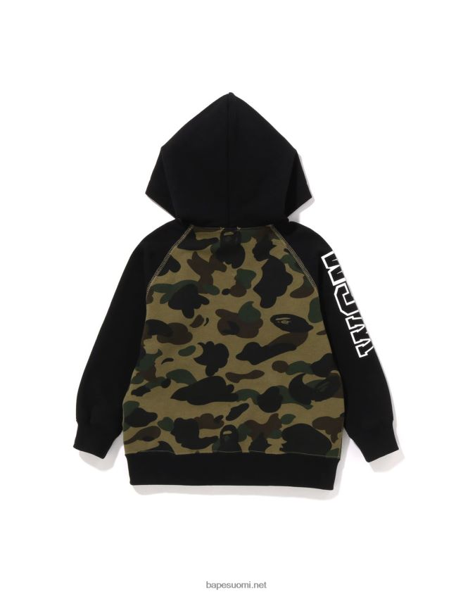 armeijan vihreä lapset A Bathing Ape 1. camo shark patch vetoketjullinen huppari 8HT2D81499