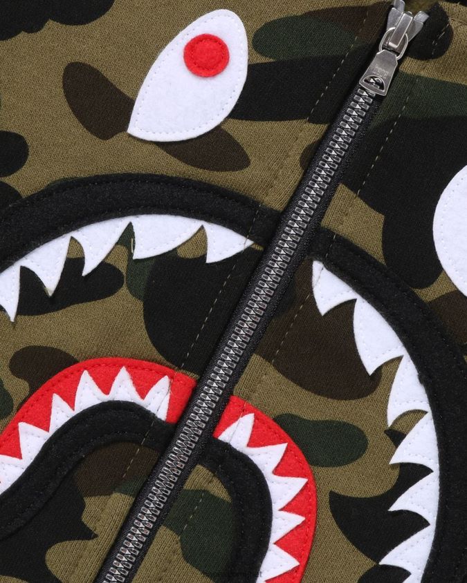 armeijan vihreä lapset A Bathing Ape 1. camo shark patch vetoketjullinen huppari 8HT2D81499