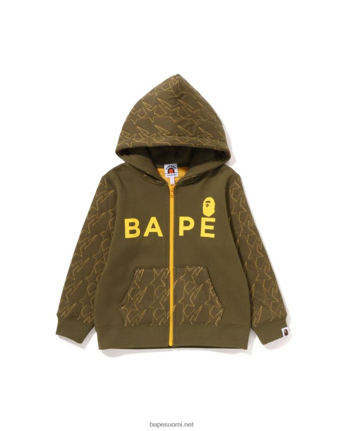 armeijan vihreä lapset A Bathing Ape sta tikkaus vetoketjullinen huppari 8HT2D81544