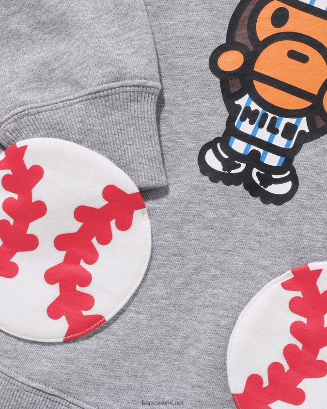 harmaa lapset A Bathing Ape baby milo baseball-puserohuppari 8HT2D81556