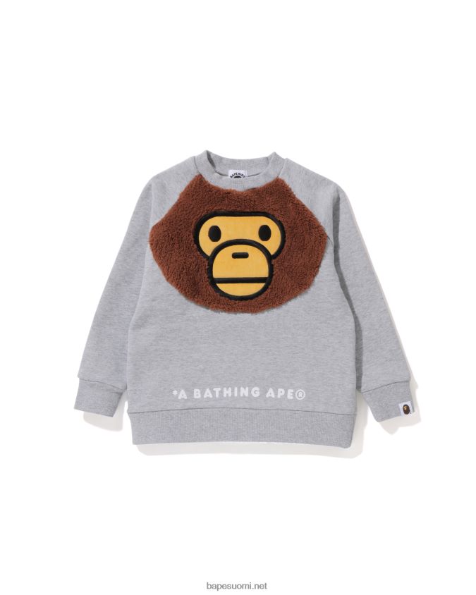 harmaa lapset A Bathing Ape baby milo crewneck collegepaita 8HT2D81783