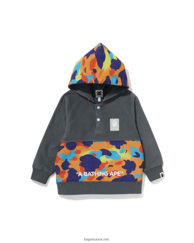 harmaa lapset A Bathing Ape grid camo half snap fleece neulepusero 8HT2D81490