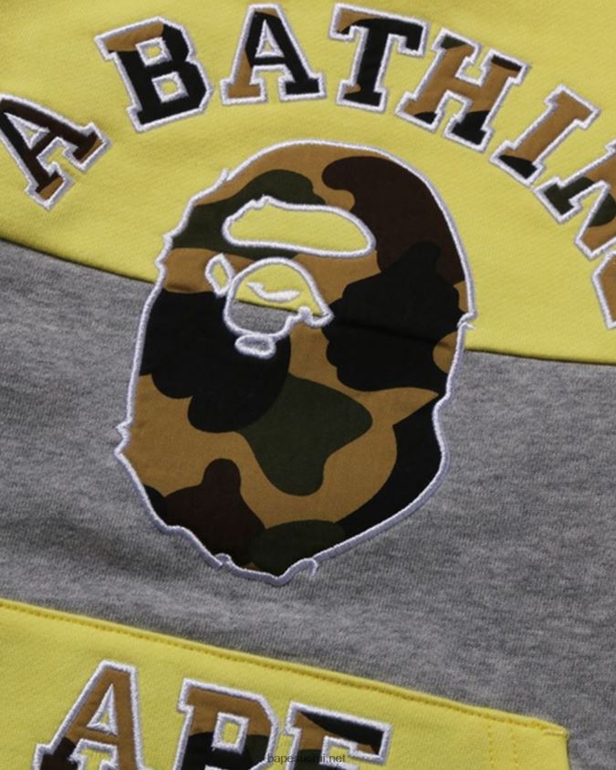 keltainen lapset A Bathing Ape 1. camo college patch colorblock crewneck 8HT2D81504