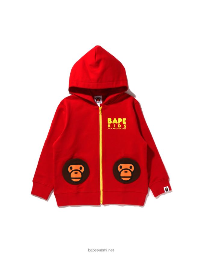 kirkkaan punainen lapset A Bathing Ape baby milo taskuvetoketjullinen huppari 8HT2D81626