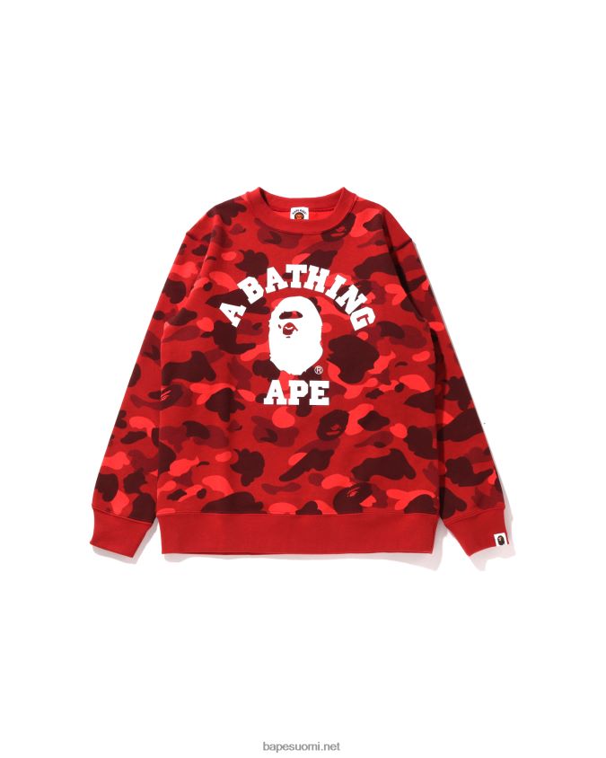 kirkkaan punainen lapset A Bathing Ape color camo college crewneck jr 8HT2D81651