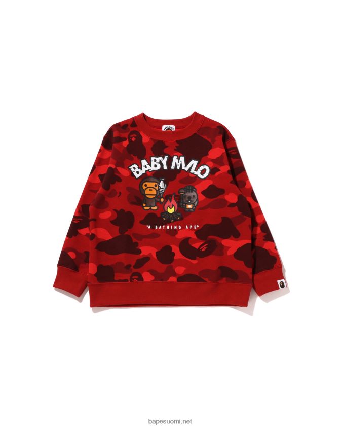 kirkkaan punainen lapset A Bathing Ape väri camo baby milo camp crewneck 8HT2D81473