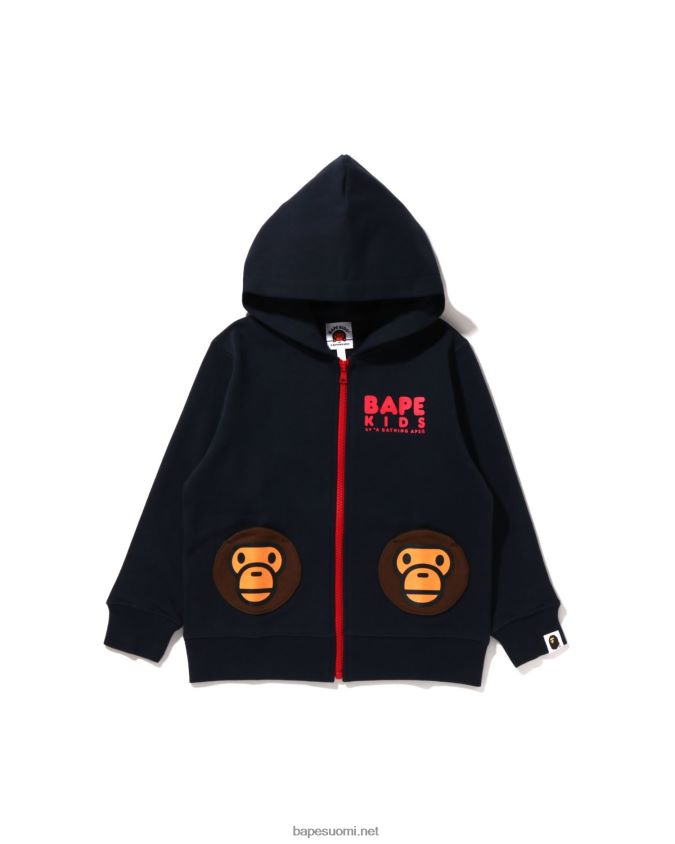 laivastonsininen lapset A Bathing Ape baby milo taskuvetoketjullinen huppari 8HT2D81625