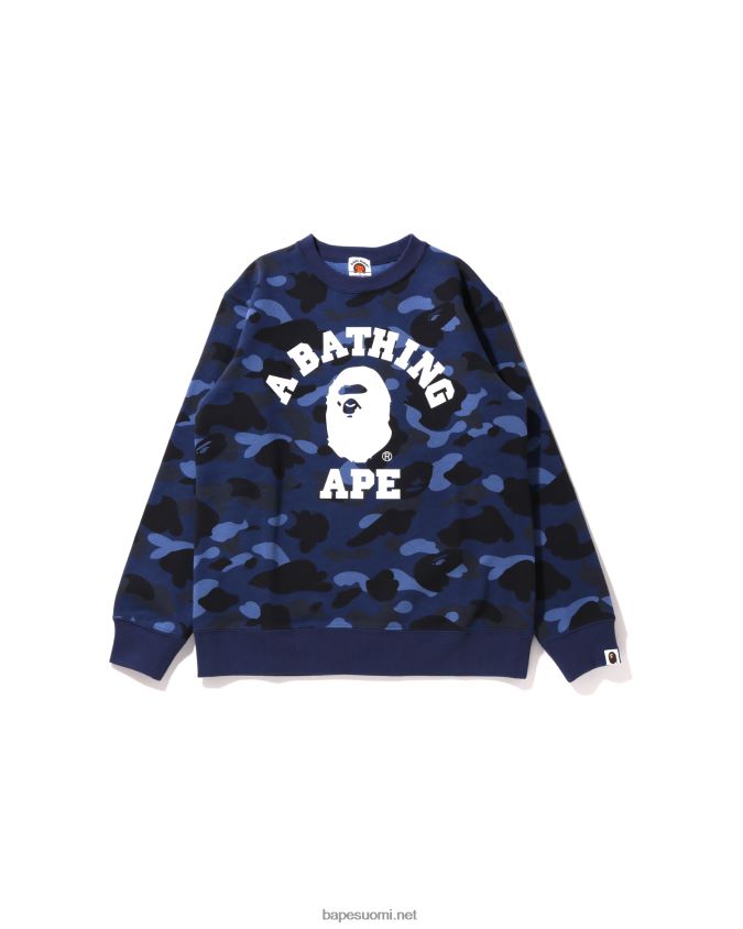 laivastonsininen lapset A Bathing Ape color camo college crewneck jr 8HT2D81649