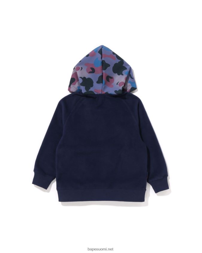 laivastonsininen lapset A Bathing Ape grid camo half snap fleece neulepusero 8HT2D81491