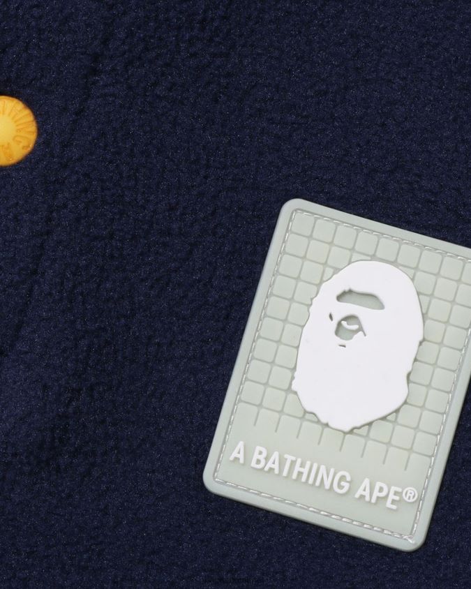 laivastonsininen lapset A Bathing Ape grid camo half snap fleece neulepusero 8HT2D81491
