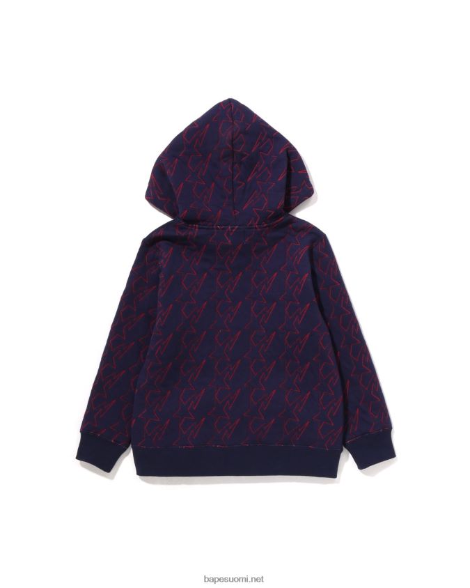 laivastonsininen lapset A Bathing Ape sta tikkaus vetoketjullinen huppari 8HT2D81546
