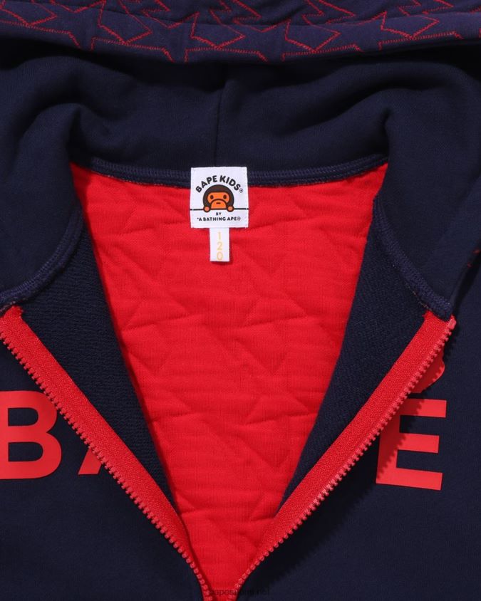laivastonsininen lapset A Bathing Ape sta tikkaus vetoketjullinen huppari 8HT2D81546