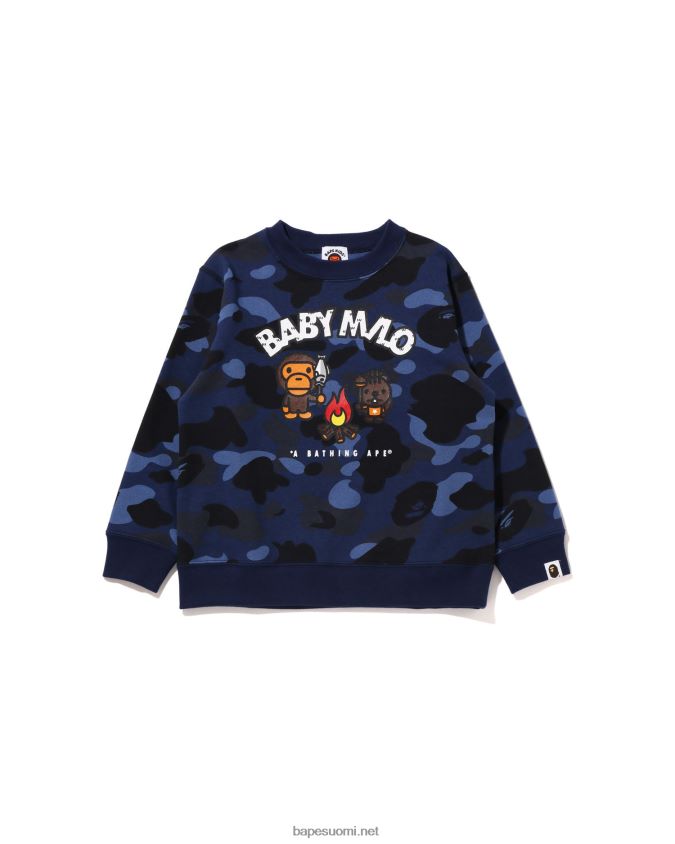 laivastonsininen lapset A Bathing Ape väri camo baby milo camp crewneck 8HT2D81471