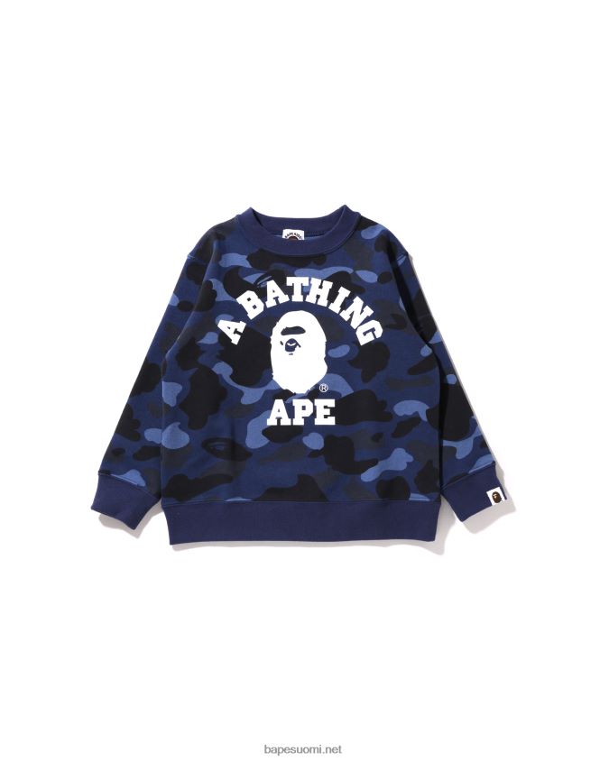 laivastonsininen lapset A Bathing Ape väri camo college crewneck 8HT2D81645