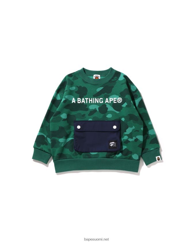smaragdi lapset A Bathing Ape väri camo tasku löysä istuvuus crewneck jr 8HT2D81633