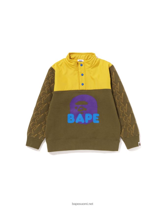 tumma khaki lapset A Bathing Ape sta tikkaus pää puoli snap hiki 8HT2D81538