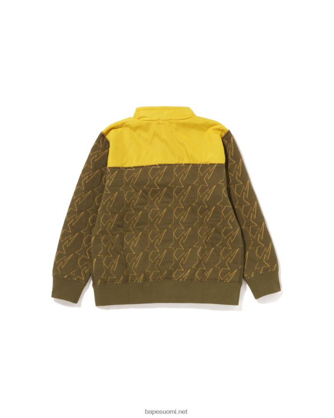 tumma khaki lapset A Bathing Ape sta tikkaus pää puoli snap hiki 8HT2D81538