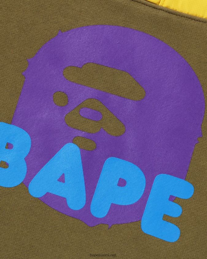 tumma khaki lapset A Bathing Ape sta tikkaus pää puoli snap hiki 8HT2D81538