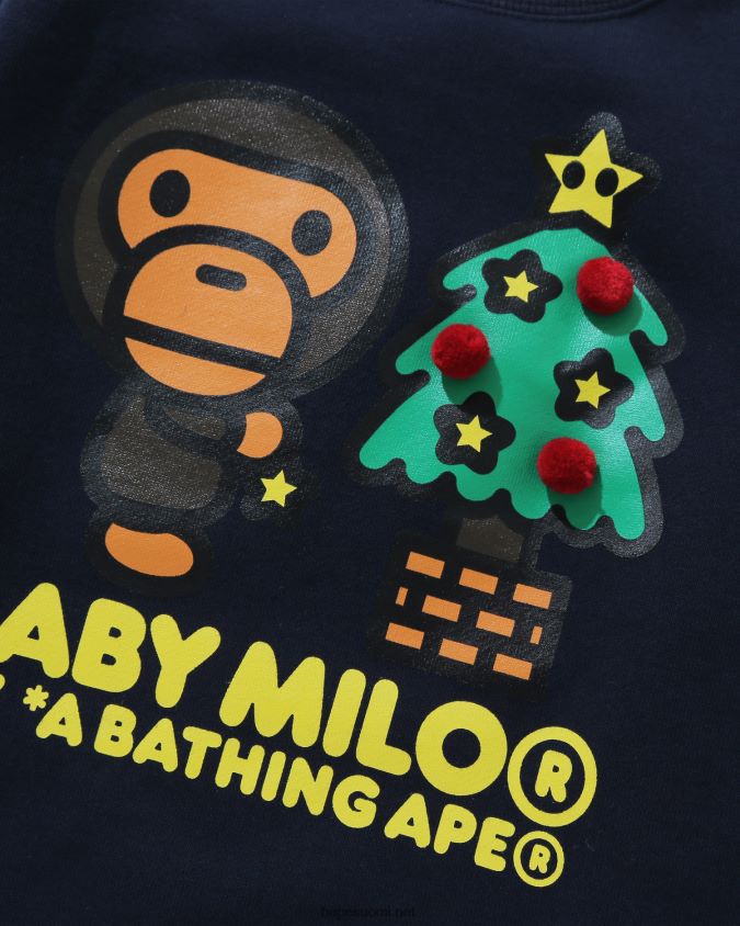 tummansininen lapset A Bathing Ape baby milo christmas tree crewneck collegepaita 8HT2D81785