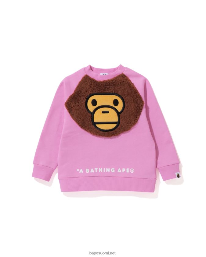 vaaleanpunainen lapset A Bathing Ape baby milo crewneck collegepaita 8HT2D81784