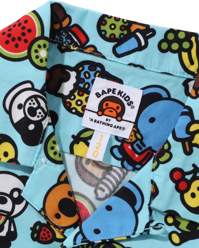 vaaleansininen lapset A Bathing Ape baby milo sekahedelmäpaita avokaulus 8HT2D81329