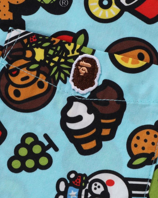 vaaleansininen lapset A Bathing Ape baby milo sekahedelmäpaita avokaulus 8HT2D81329