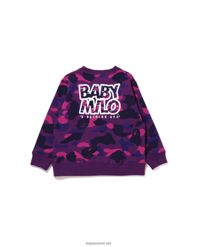violetti lapset A Bathing Ape väri camo baby milo camp crewneck 8HT2D81472