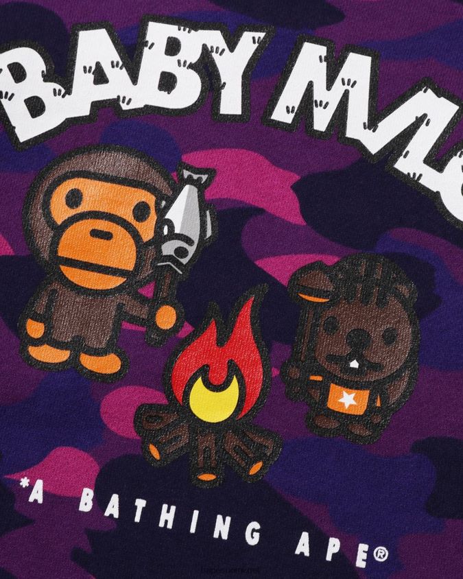 violetti lapset A Bathing Ape väri camo baby milo camp crewneck 8HT2D81472