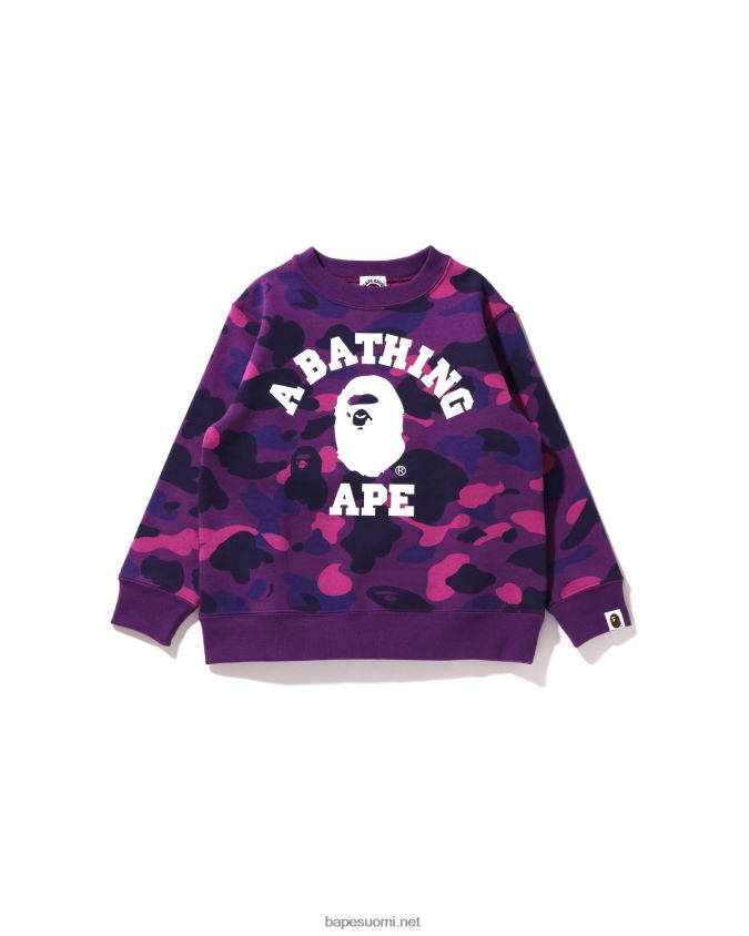 violetti lapset A Bathing Ape väri camo college crewneck 8HT2D81646