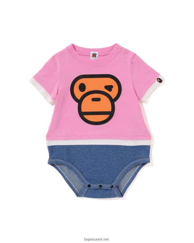 vaaleanpunainen lapset A Bathing Ape baby milo kasvot kerroksellinen body 8HT2D81702