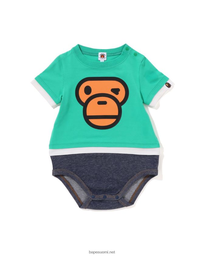vaaleanvihreä lapset A Bathing Ape baby milo kasvot kerroksellinen body 8HT2D81701
