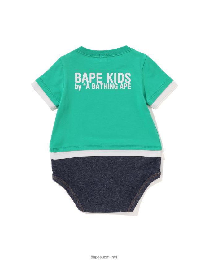 vaaleanvihreä lapset A Bathing Ape baby milo kasvot kerroksellinen body 8HT2D81701